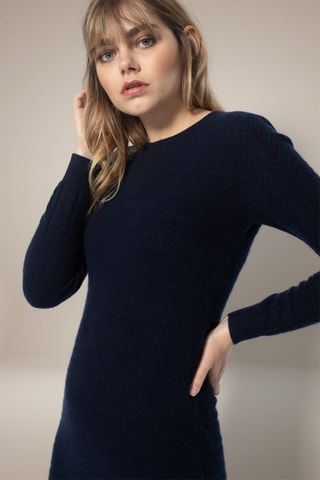 Abito Lola 100% cashmere, 2 fili - Collo rotondo - Navy