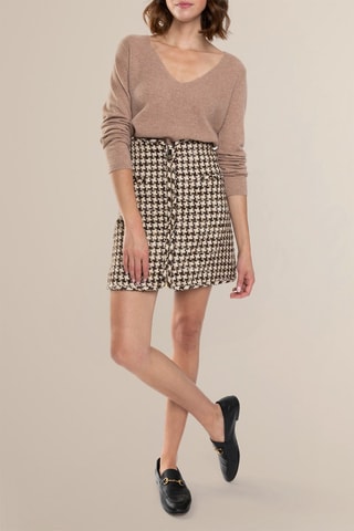 Maglia Golspie 100% cashmere, 2 fili - Collo a V - Cammello melange