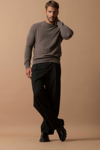 Maglia Blake - 100% cashmere 2 fili - Collo rotondo - Taupe