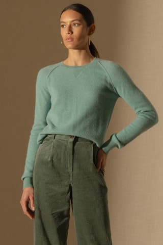 Maglia Wilma 100% cashmere - Collo rotondo - Verde melange