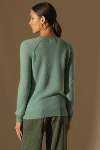 Maglia Wilma 100% cashmere - Collo rotondo - Verde melange