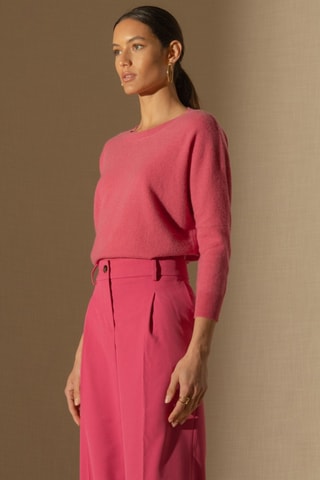 Maglia Molly 100% cashmere - Collo a barchetta - Fragola 