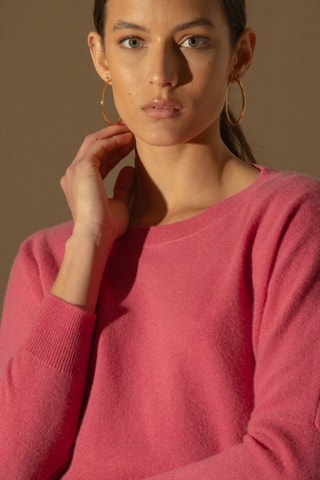 Maglia Molly 100% cashmere - Collo a barchetta - Fragola 