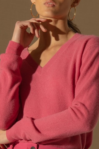 Maglia Kalie 100% cashmere - Collo a V - Fragola 