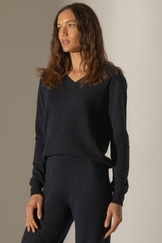 Maglia Kalie 100% cashmere - Collo a V - Navy 