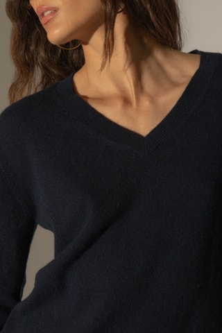 Maglia Kalie 100% cashmere - Collo a V - Navy 