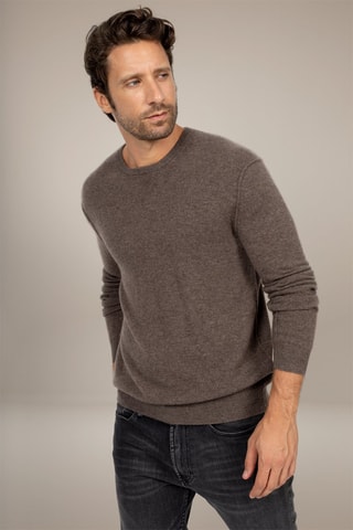 Maglia Soan 100% cashmere, 2 fili - Collo rotondo - Taupe melange