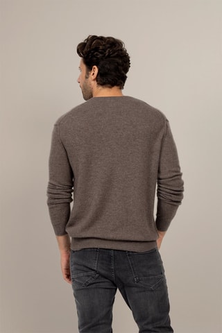 Maglia Soan 100% cashmere, 2 fili - Collo rotondo - Taupe melange