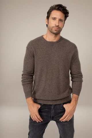 Maglia Soan 100% cashmere, 2 fili - Collo rotondo - Taupe melange