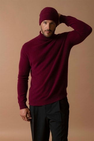 Maglia Trevor - 100% cashmere 2 fili - Collo dolcevita - Bordeaux