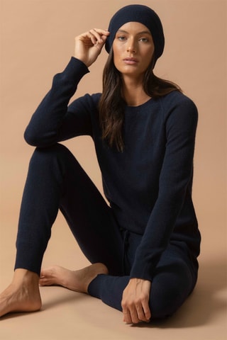 Maglia Wilma - 100% cashmere 2 fili - Collo rotondo - Navy