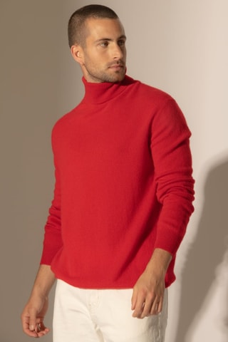 Maglia Trevor 100% cashmere - Collo dolcevita. - Rosso
