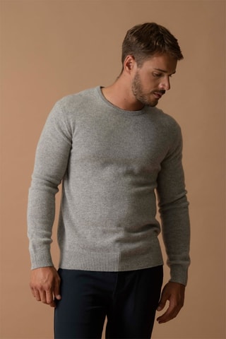 Maglia Eden - 100% cashmere 4 fili - Collo rotondo - Grigio melange, 310 g