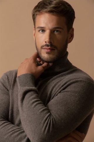 Maglia Trevor - 100% cashmere 2 fili - Collo dolcevita. - Taupe melange