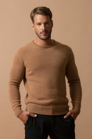 Maglia Eden - 100% cashmere 4 fili - Collo rotondo - Nocciola, 310 g