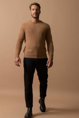 Maglia Eden - 100% cashmere 4 fili - Collo rotondo - Nocciola, 310 g