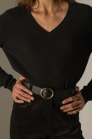 Maglia Kalie 100% cashmere - Collo a V - Nero