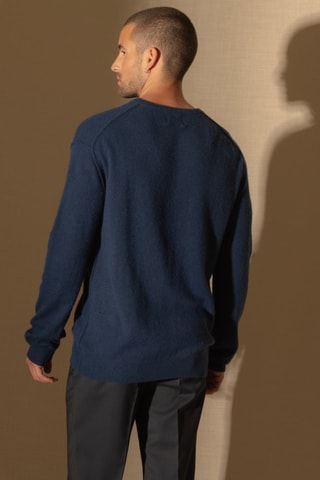 Maglia Soan 100% cashmere, 2 fili - Collo rotondo - Blu notte