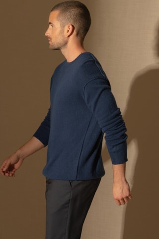 Maglia Soan 100% cashmere, 2 fili - Collo rotondo - Blu notte