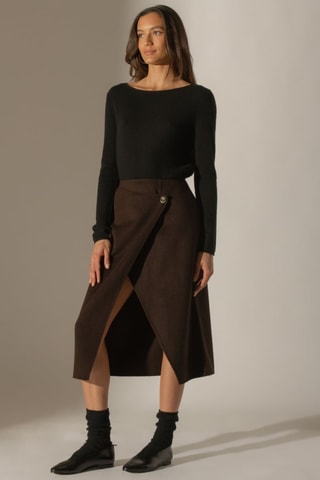 Maglia Megan 100% cashmere, 2 fili - Collo a barchetta - Nero