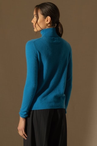 Maglia Ashley 100% cashmere, 2 fili - Collo dolcevita. - Blu