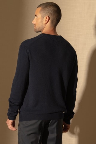 Maglia Lorenzo 100% cashmere, 2 fili - Collo a V - Navy