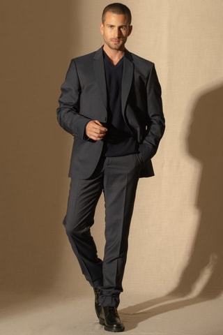 Maglia Lorenzo 100% cashmere, 2 fili - Collo a V - Navy