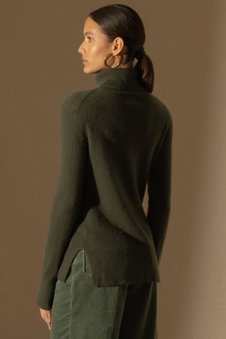 Maglia Tracy 100% cashmere, 2 fili - Collo dolcevita. - Kaki