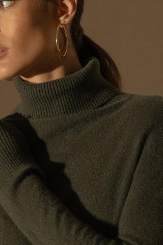 Maglia Tracy 100% cashmere, 2 fili - Collo dolcevita. - Kaki