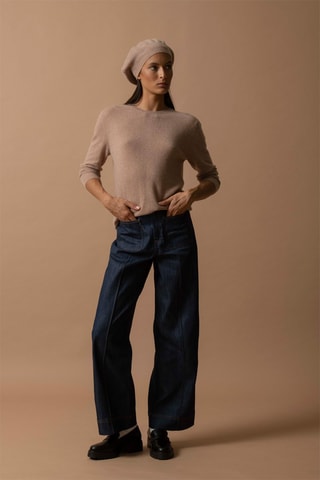 Maglia Vanessa - 100% cashmere 2 fili - Collo rotondo - Cammello melange