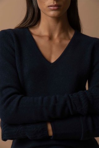 Maglia Gaby - 100% cashmere 4 fili - Collo a V - Navy