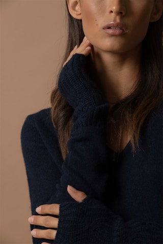 Maglia Gaby - 100% cashmere 4 fili - Collo a V - Navy