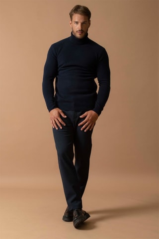 Maglia Marius - 100% cashmere 4 fili - Collo dolcevita - Navy, 340 g