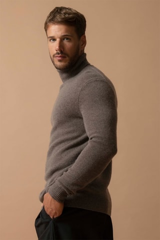 Maglia Marius - 100% cashmere 4 fili - Collo dolcevita - Taupe melange, 340 g