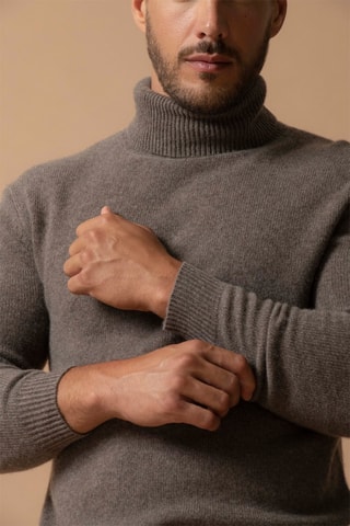 Maglia Marius - 100% cashmere 4 fili - Collo dolcevita - Taupe melange, 340 g