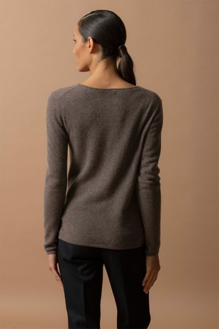 Maglia Oprah - 100% cashmere 2 fili - Collo rotondo - Taupe melange