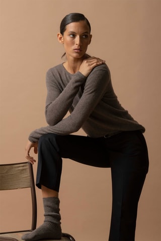 Maglia Oprah - 100% cashmere 2 fili - Collo rotondo - Taupe melange