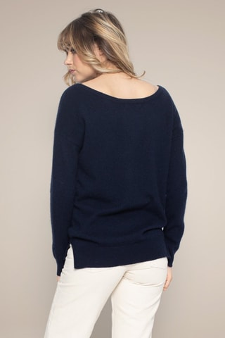 Maglia Sasha 100% cashmere, 2 fili - Collo rotondo - Navy