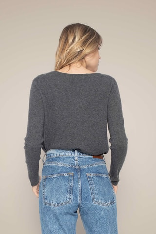 Maglia Lindsay 100% cashmere, 2 fili - Collo a barchetta - Antracite melange