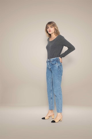 Maglia Lindsay 100% cashmere, 2 fili - Collo a barchetta - Antracite melange