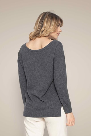 Maglia Sasha 100% cashmere, 2 fili - Collo rotondo - Antracite melange