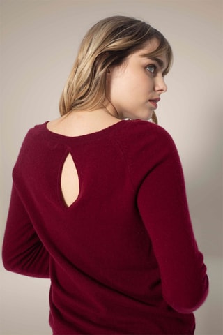 Maglia Leslie 100% cashmere, 2 fili - Collo a barchetta - Bordeaux