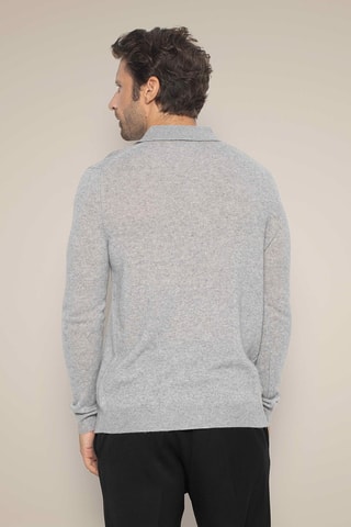 Maglia Spencer 100% cashmere, 2 fili - Collo classico. - Grigio chiaro melange