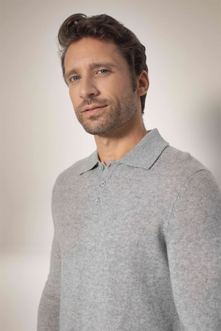 Maglia Spencer 100% cashmere, 2 fili - Collo classico. - Grigio chiaro melange