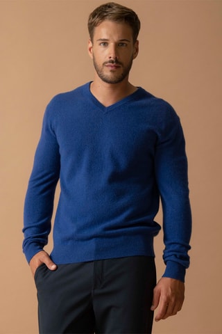 Maglia Alexander - 100% cashmere 2 fili - Collo rotondo - Blu oceano