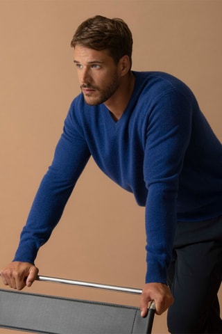 Maglia Alexander - 100% cashmere 2 fili - Collo rotondo - Blu oceano