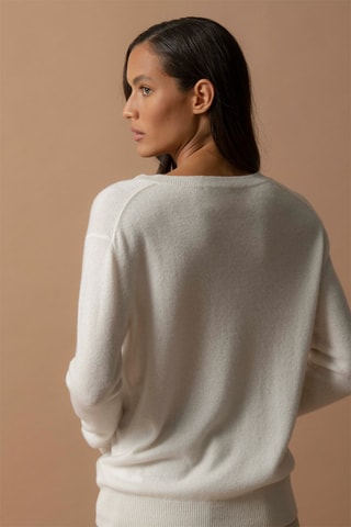Maglia Kalie - 100% cashmere 2 fili - Collo a V - Avorio