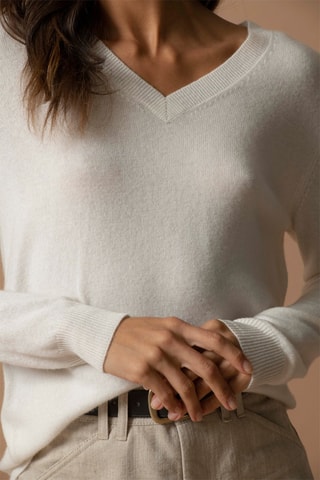 Maglia Kalie - 100% cashmere 2 fili - Collo a V - Avorio