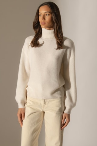 Maglia Pemba 100% cashmere, 6 fili - Collo dolcevita - Neve 