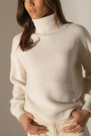 Maglia Pemba 100% cashmere, 6 fili - Collo dolcevita - Neve 
